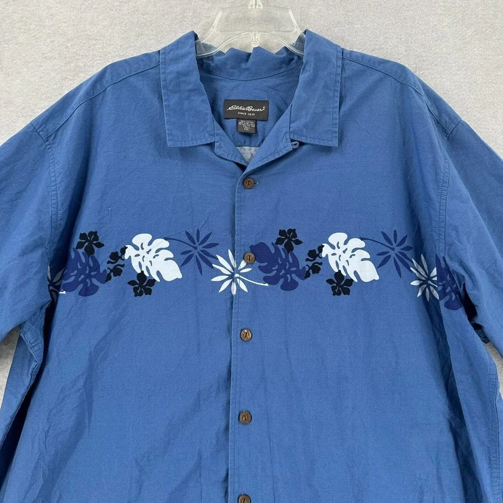 Eddie Bauer Hawaiian Shirt 100% Cotton Short Sleeve Button Up Casual Mens XXL - Picture 3 of 7